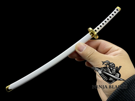 Roronoa Zoro Wado Ichimonji 26cm Mini Metal Replica, Unsharpened Anime Sword Collectible with Display Stand
