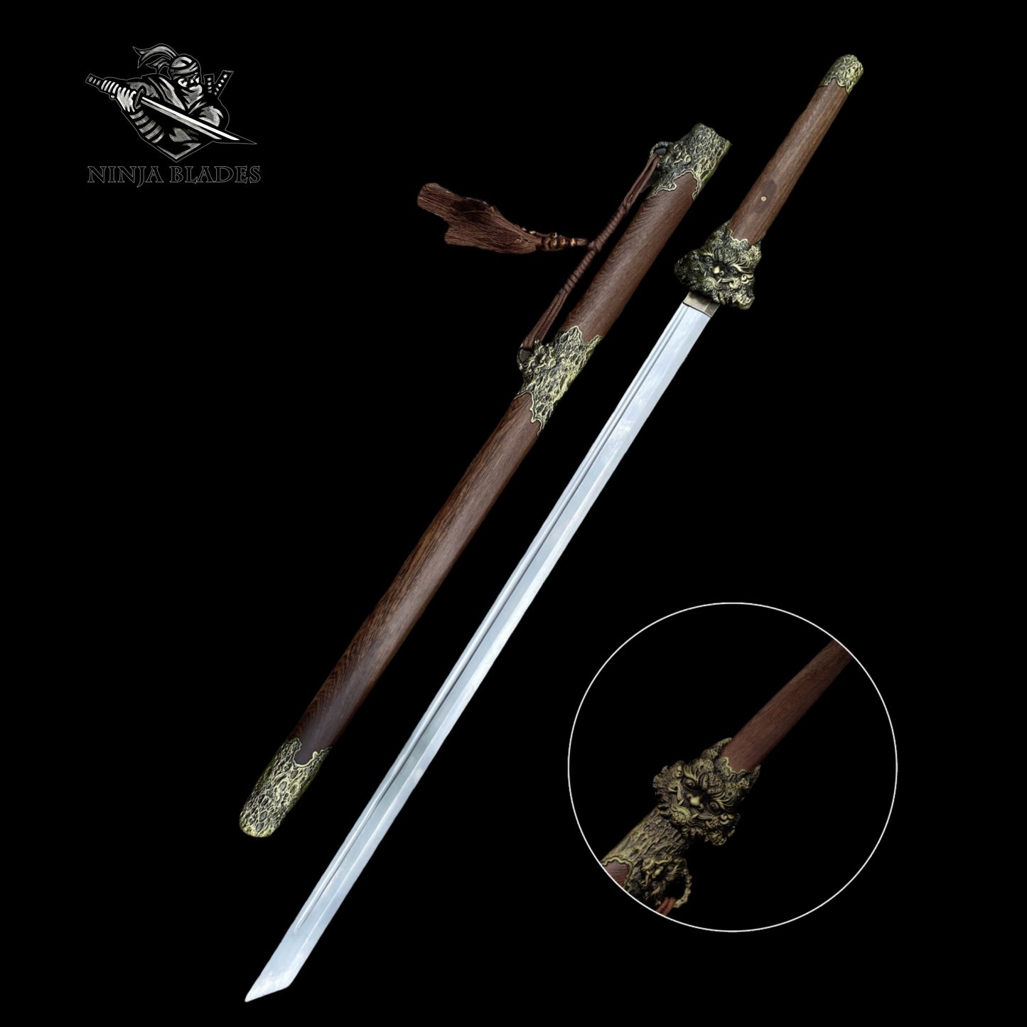 Carbon Steel Tang Sword Hengdao Blunt Blade Replica