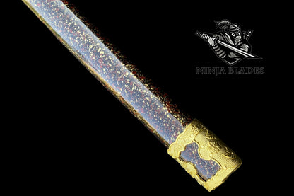 Japanese Katana with Purple Blade & Golden Dragon Tsuba – Royal Amethyst Edition
