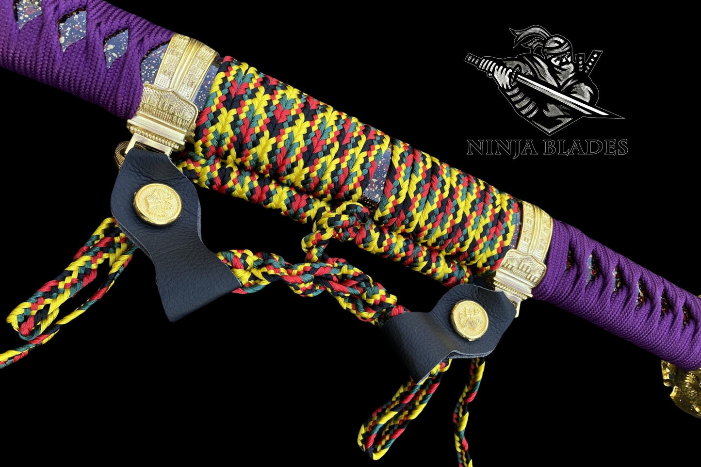 Japanese Katana with Purple Blade & Golden Dragon Tsuba – Royal Amethyst Edition