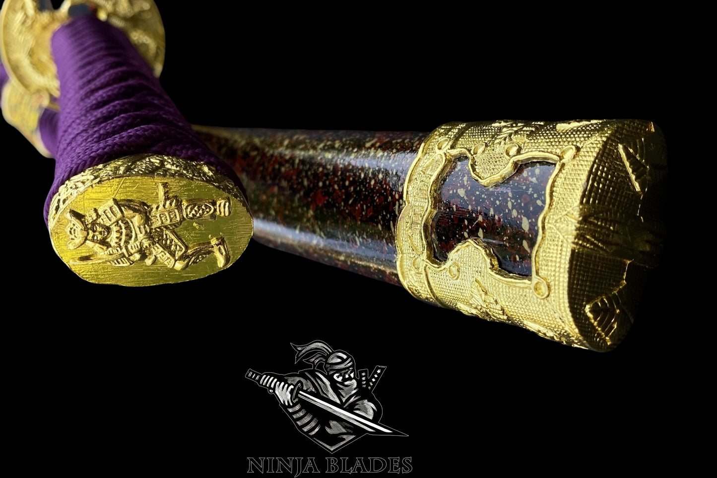 Japanese Katana with Purple Blade & Golden Dragon Tsuba – Royal Amethyst Edition