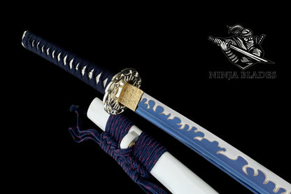 Blue Flame Samurai Katana with Geisha Saya