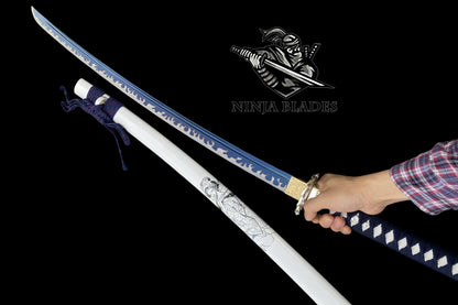 Blue Flame Samurai Katana with Geisha Saya