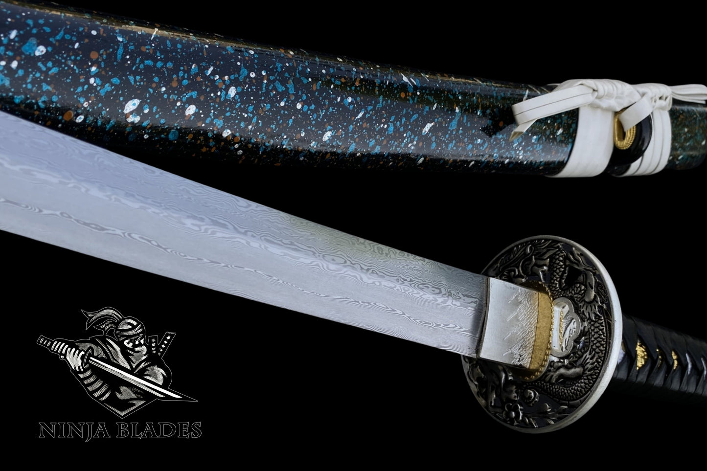 Premium Katana with Damascus Blade & Dragon Tsuba