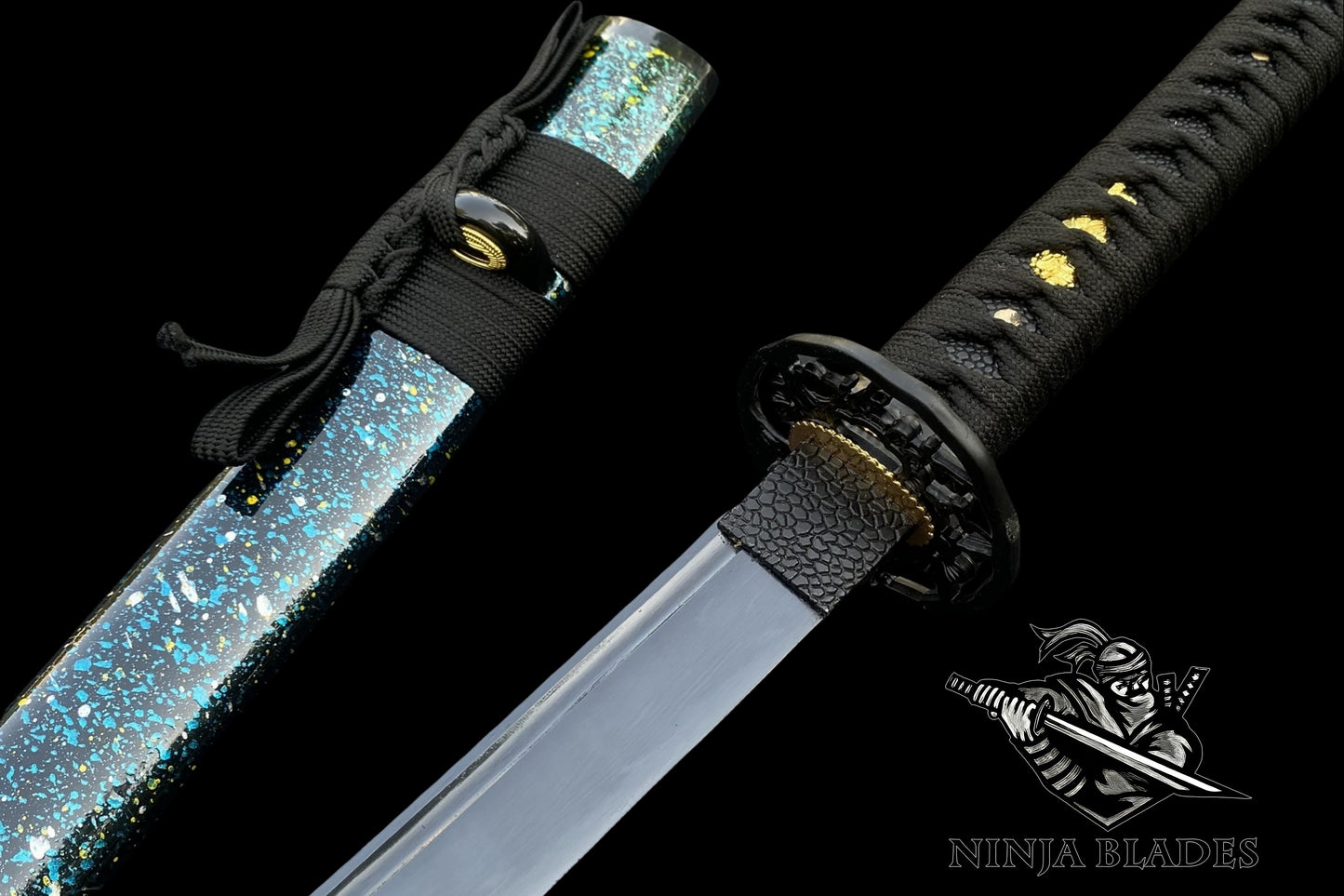 Japanese Katana "Ink Plum" – Black Blade Edition