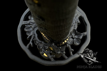 Japanese Katana "Ink Plum" – Black Blade Edition