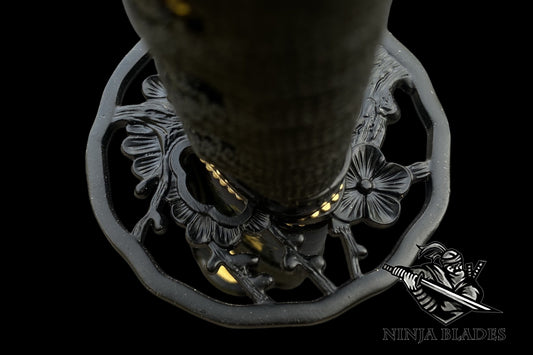 Japanese Katana "Ink Plum" – Black Blade Edition
