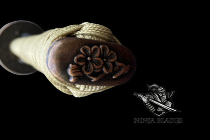 Premium Katana with Red Saya & Cherry Blossom Inlays