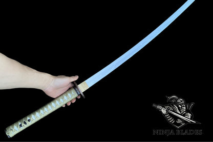 Premium Katana with Red Saya & Cherry Blossom Inlays