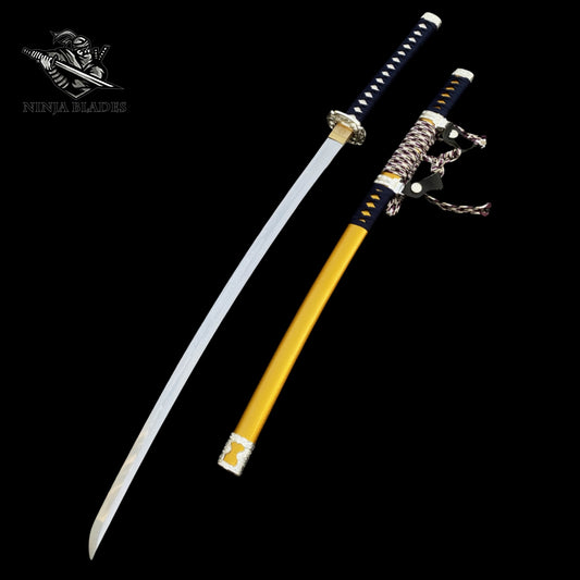 Premium Samurai Katana with Gold Saya & Multicolored Wrapping