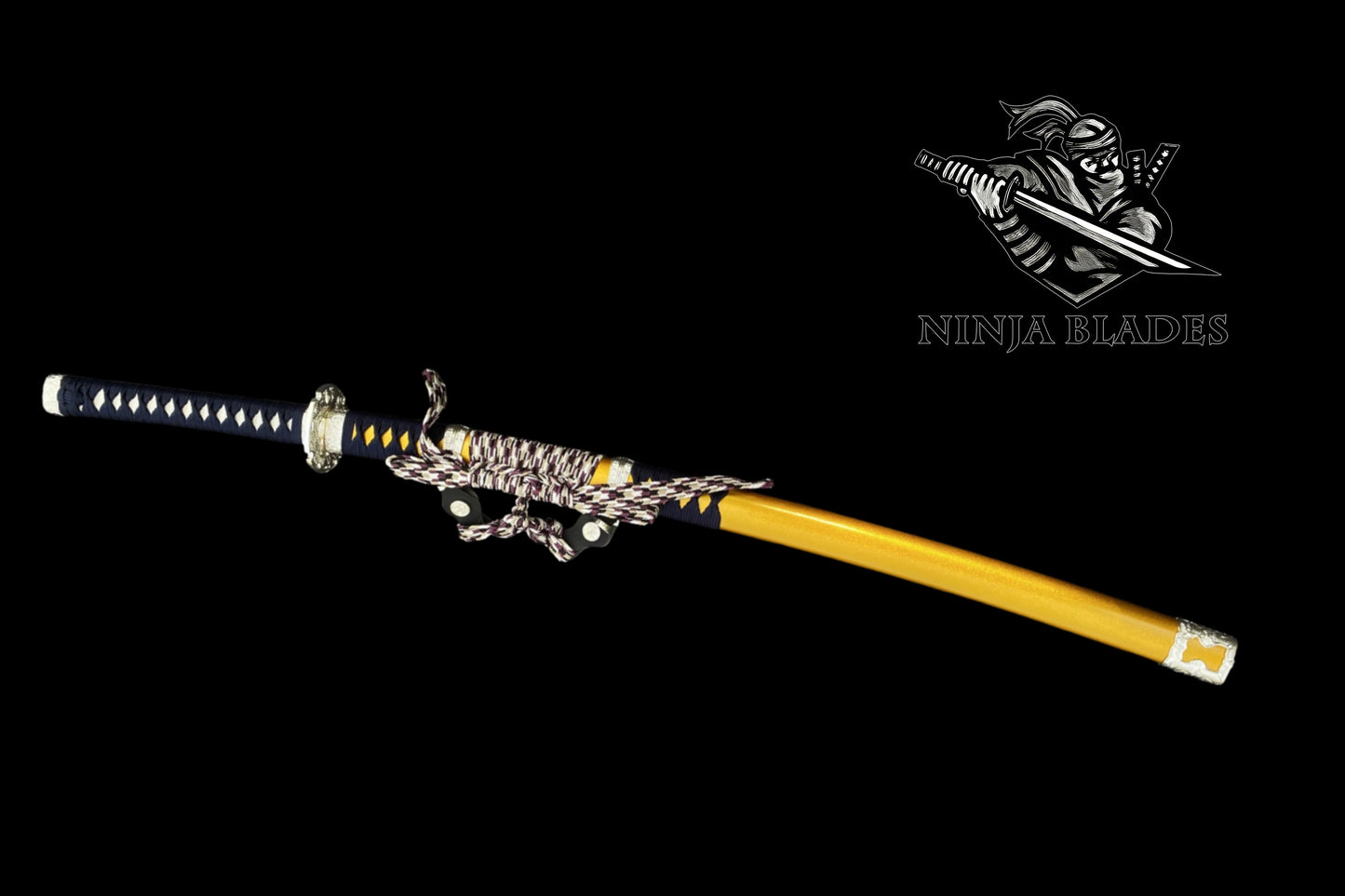 Premium Samurai Katana with Gold Saya & Multicolored Wrapping