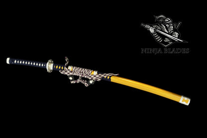 Premium Samurai Katana with Gold Saya & Multicolored Wrapping