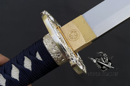 Premium Samurai Katana with Gold Saya & Multicolored Wrapping