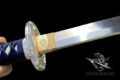 Premium Samurai Katana with Gold Saya & Multicolored Wrapping
