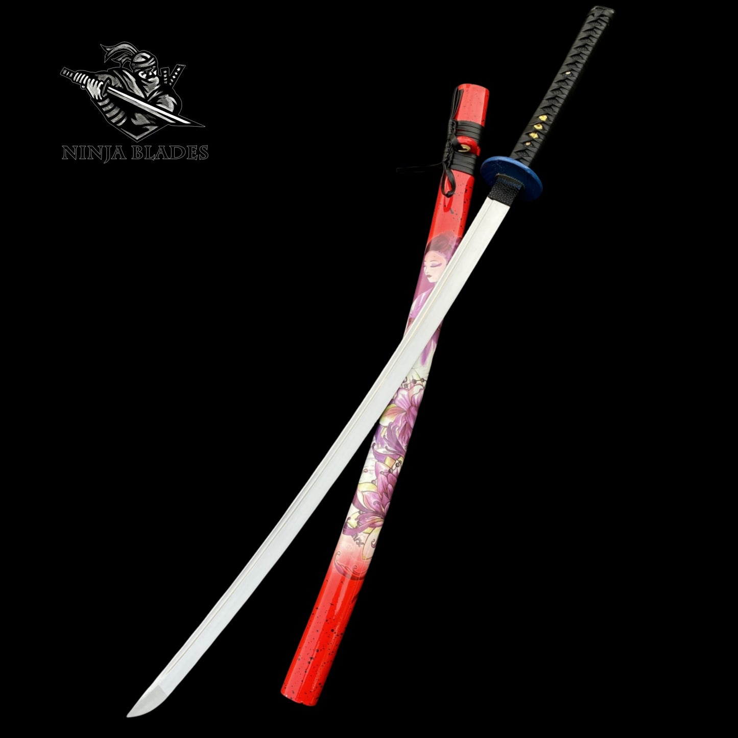 Premium Katana with Geisha & Floral Saya