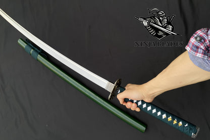 1065 Carbon Steel Premium Katana with Green Saya & Dragon Fittings