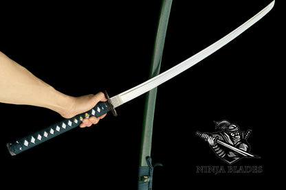 1065 Carbon Steel Premium Katana with Green Saya & Dragon Fittings