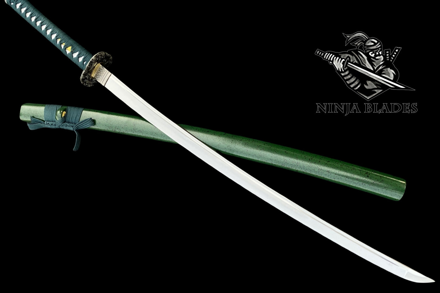 1065 Carbon Steel Premium Katana with Green Saya & Dragon Fittings