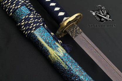 Red Damascus Steel Samurai Katana – The Crane’s Grace