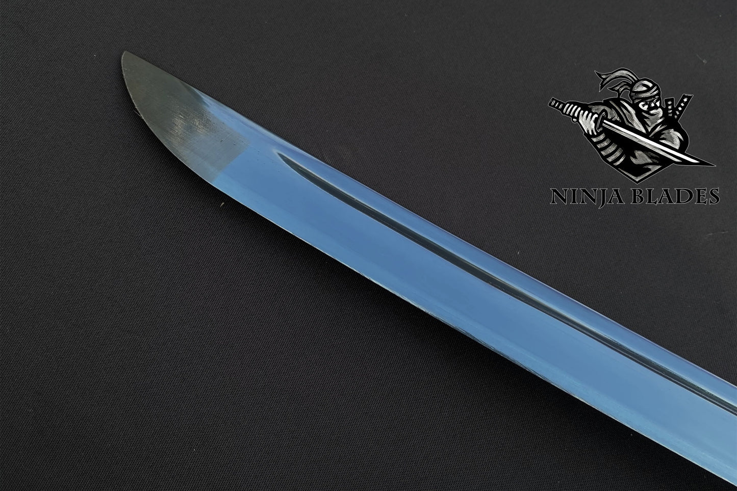 Japanese Katana with Blue Blade & Golden Dragon Tsuba – Azure Edition