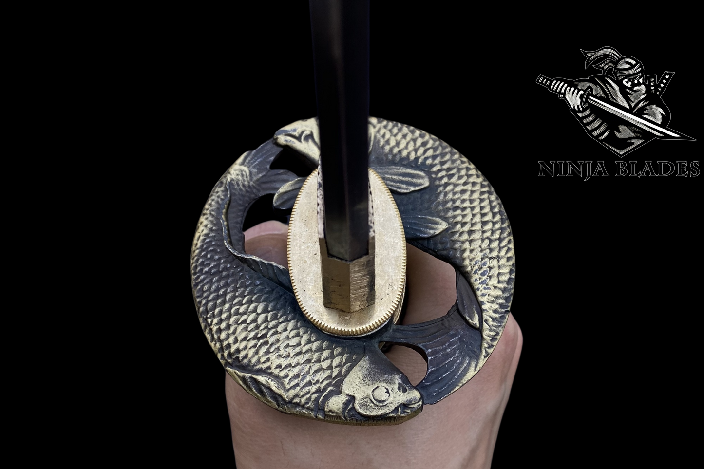 Premium Katana with Koi Fish Tsuba & Damascus Blade