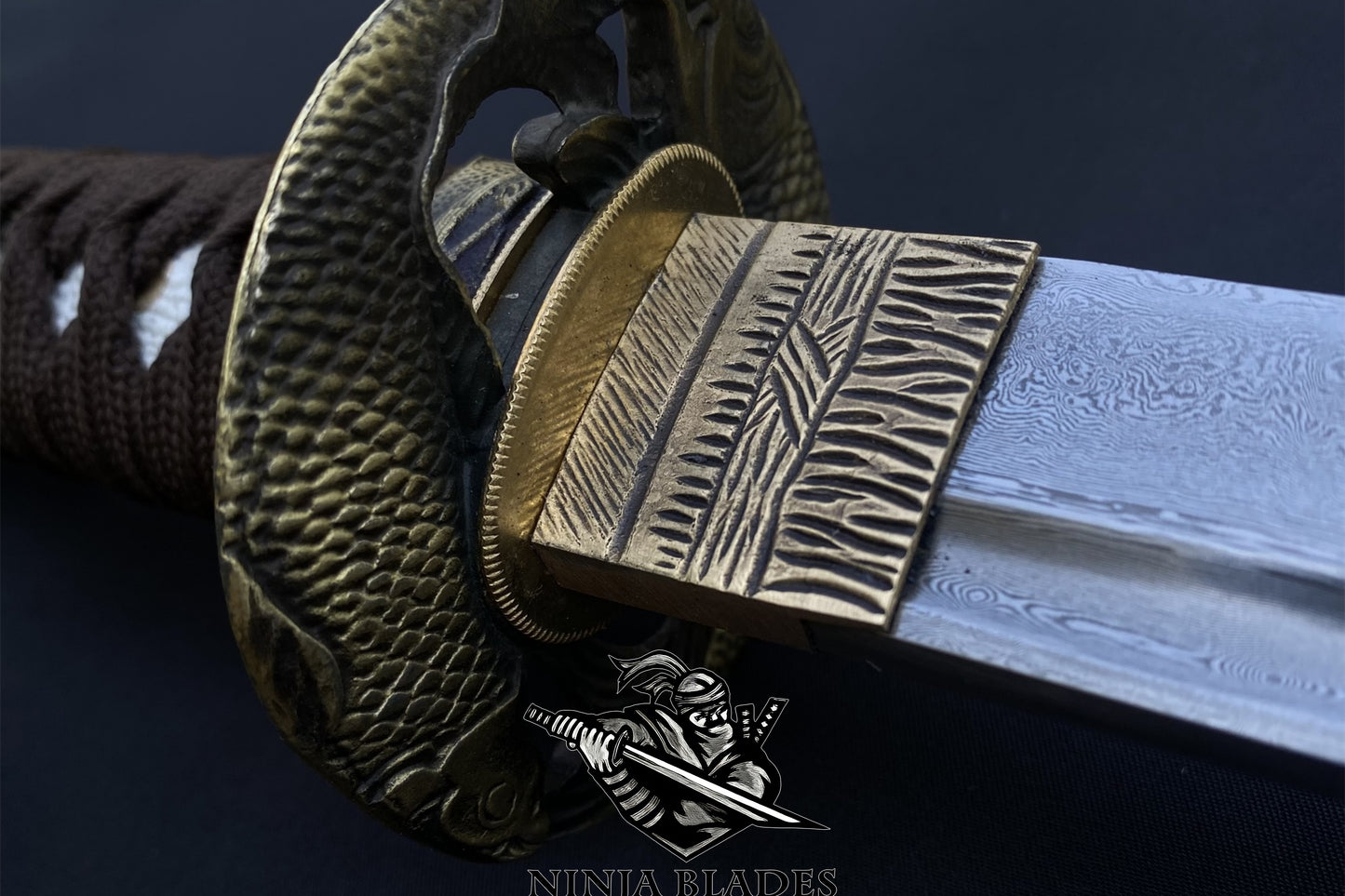 Premium Katana with Koi Fish Tsuba & Damascus Blade