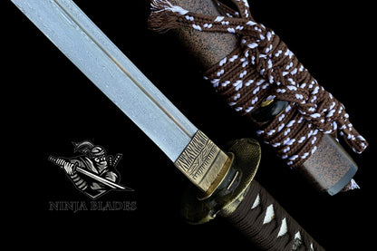 Premium Katana with Koi Fish Tsuba & Damascus Blade