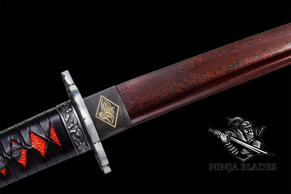 Damascus Steel Sekiro Red Mortal Blade Gracious Gift of Tears Katana IRL