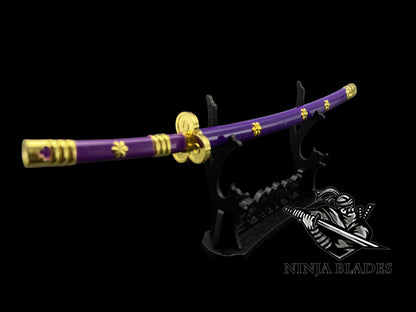 Roronoa Zoro Enma 26cm Mini Metal Replica Unsharpened Anime Sword Collectible with Display Stand