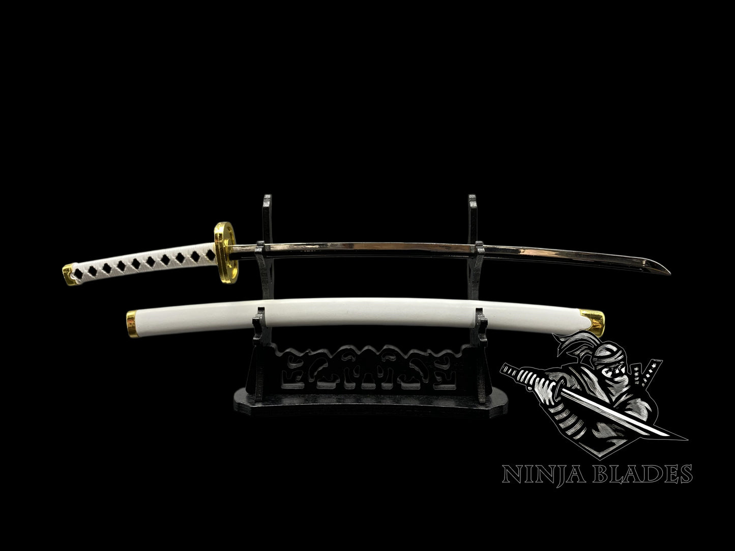 Roronoa Zoro Wado Ichimonji 26cm Mini Metal Replica, Unsharpened Anime Sword Collectible with Display Stand