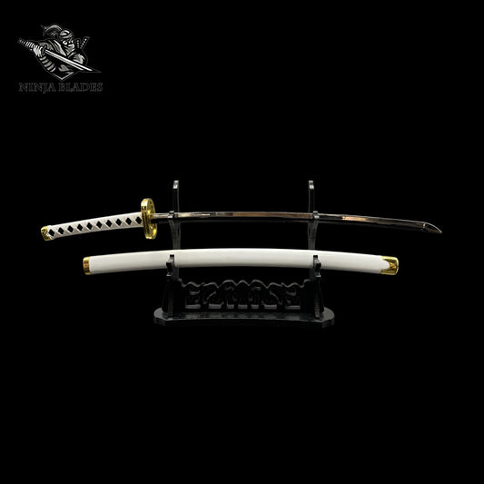 Roronoa Zoro Wado Ichimonji 26cm Mini Metal Replica, Unsharpened Anime Sword Collectible with Display Stand