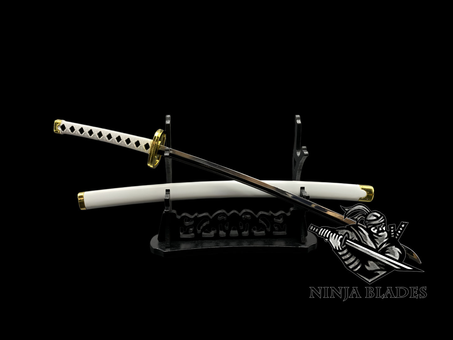 Roronoa Zoro Wado Ichimonji 26cm Mini Metal Replica, Unsharpened Anime Sword Collectible with Display Stand