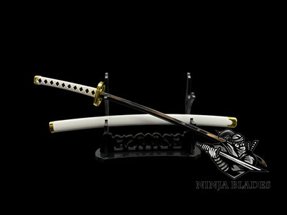 Roronoa Zoro Wado Ichimonji 26cm Mini Metal Replica, Unsharpened Anime Sword Collectible with Display Stand