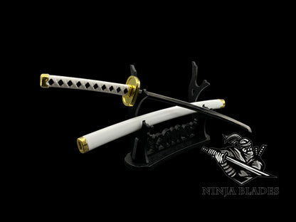 Roronoa Zoro Wado Ichimonji 26cm Mini Metal Replica, Unsharpened Anime Sword Collectible with Display Stand