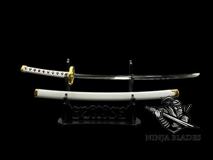 Roronoa Zoro Wado Ichimonji 26cm Mini Metal Replica, Unsharpened Anime Sword Collectible with Display Stand