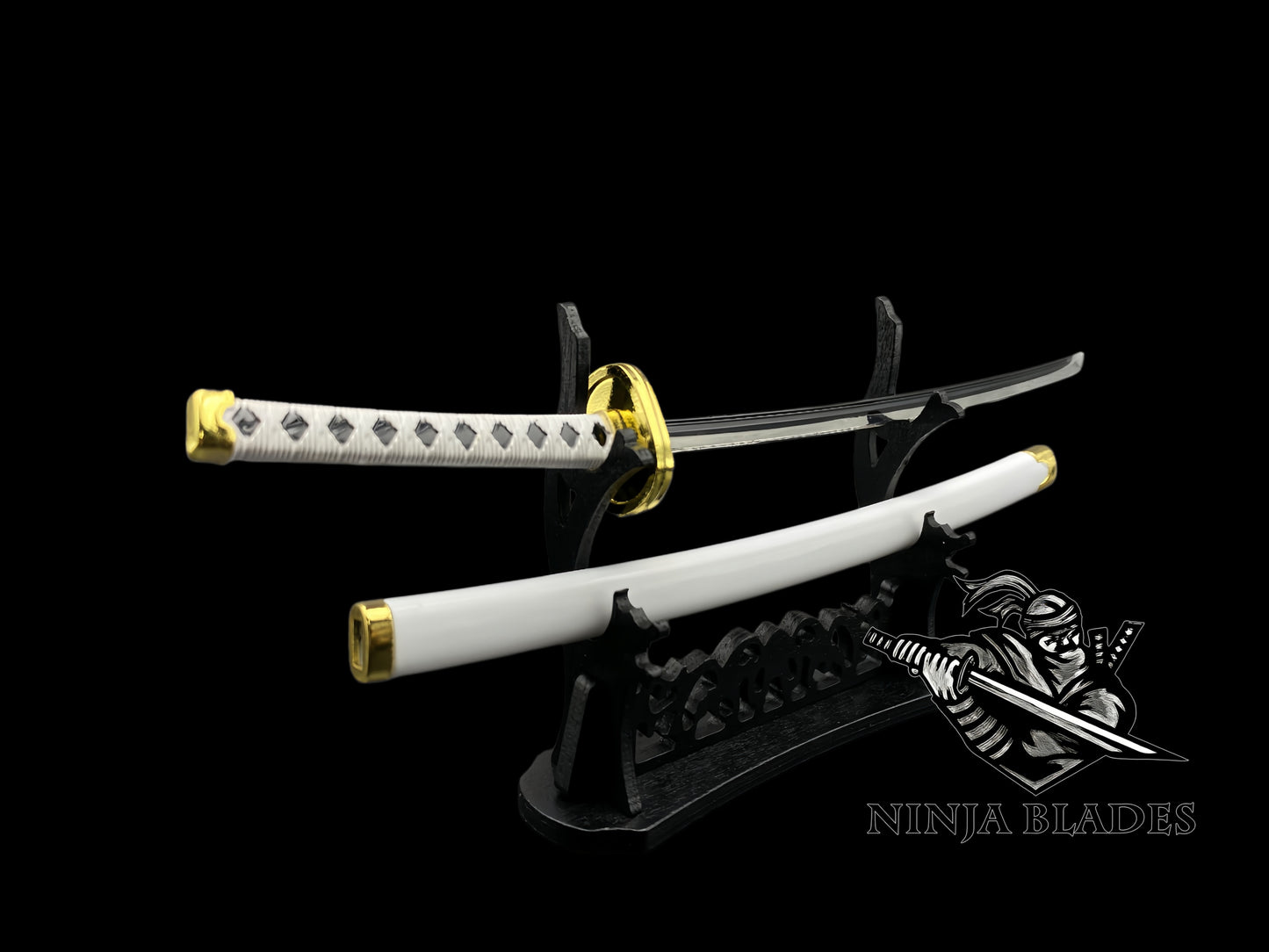 Roronoa Zoro Wado Ichimonji 26cm Mini Metal Replica, Unsharpened Anime Sword Collectible with Display Stand
