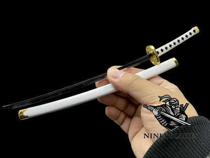 Roronoa Zoro Wado Ichimonji 26cm Mini Metal Replica, Unsharpened Anime Sword Collectible with Display Stand