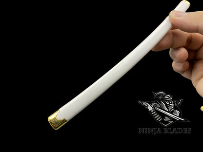 Roronoa Zoro Wado Ichimonji 26cm Mini Metal Replica, Unsharpened Anime Sword Collectible with Display Stand