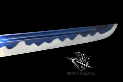 Blue Hamon Katana – Minimalist Wooden Saya