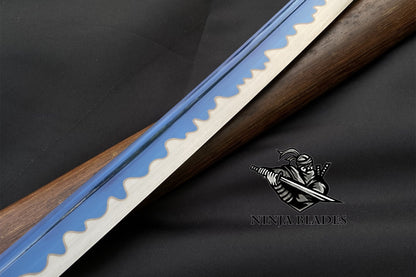 Blue Hamon Katana – Minimalist Wooden Saya
