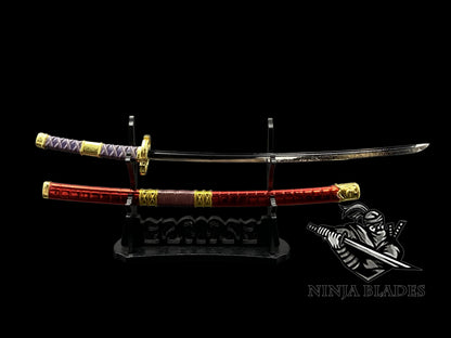 Roronoa Zoro Sandai Kitetsu 26cm Mini Metal Replica Unsharpened Anime Sword Collectible with Display Stand