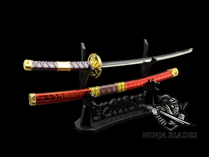 Roronoa Zoro Sandai Kitetsu 26cm Mini Metal Replica Unsharpened Anime Sword Collectible with Display Stand
