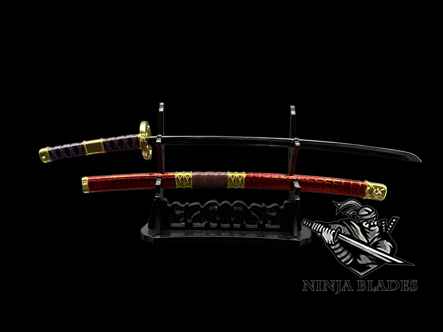 Roronoa Zoro Sandai Kitetsu 26cm Mini Metal Replica Unsharpened Anime Sword Collectible with Display Stand
