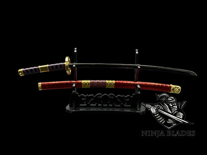 Roronoa Zoro Sandai Kitetsu 26cm Mini Metal Replica Unsharpened Anime Sword Collectible with Display Stand