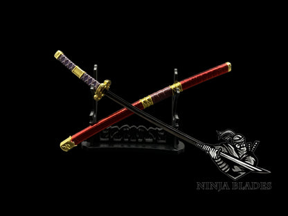 Roronoa Zoro Sandai Kitetsu 26cm Mini Metal Replica Unsharpened Anime Sword Collectible with Display Stand