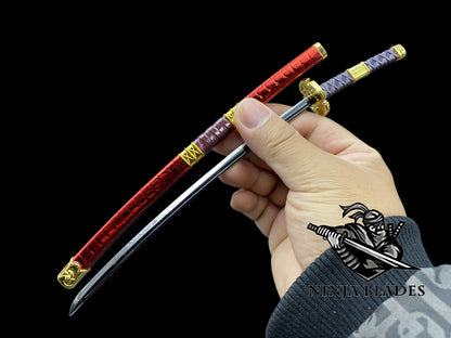 Roronoa Zoro Sandai Kitetsu 26cm Mini Metal Replica Unsharpened Anime Sword Collectible with Display Stand