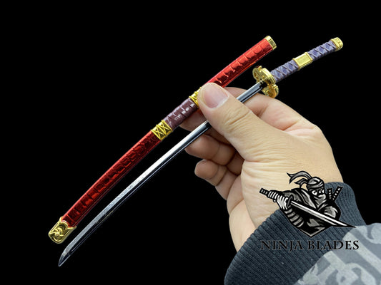 Roronoa Zoro Sandai Kitetsu 26cm Mini Metal Replica Unsharpened Anime Sword Collectible with Display Stand